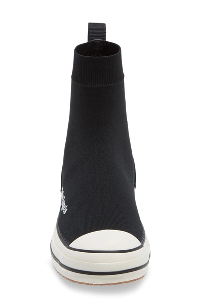 Shop Palm Angels Logo High Top Sock Sneaker In Black White
