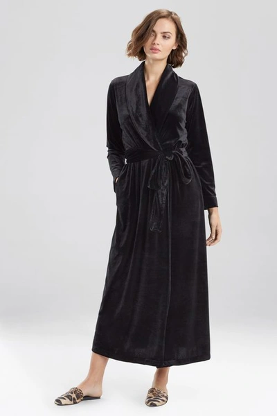 Shop Natori Natalie Velvet Wrap Robe In Black