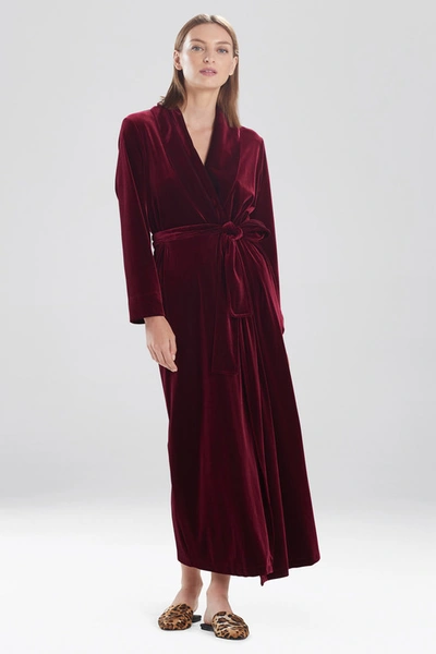 Shop Natori Natalie Velvet Wrap Robe In Brocade Red