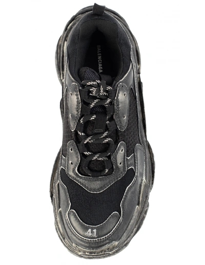 Shop Balenciaga Black Faded Triple S Sneakers