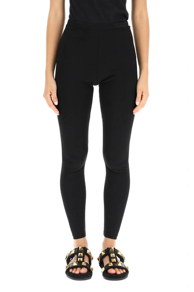 Shop Valentino Embroidered Leggings In Black