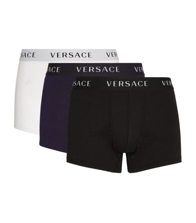 Shop Versace Logo Boxer Briefs (pack Of 3) In Multi