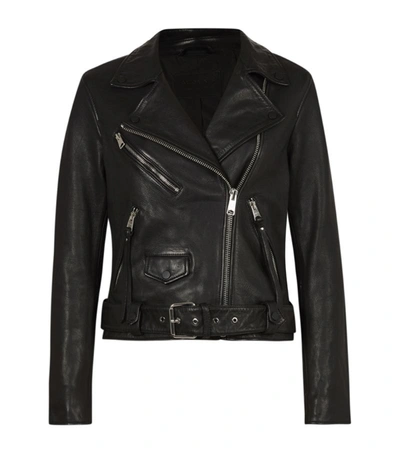 Shop Allsaints Leather Luna Biker Jacket In Black