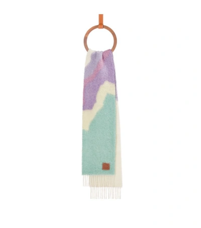Shop Loewe Mohair-blend Anagram Scarf In White