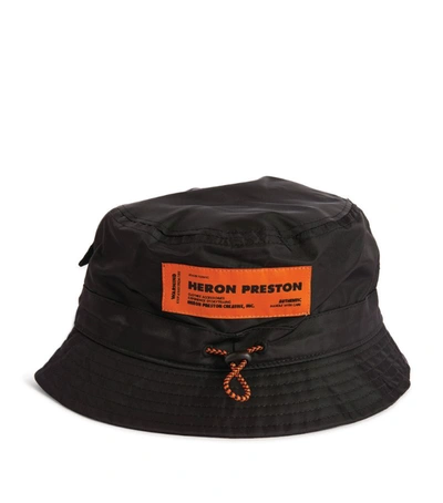 Shop Heron Preston Logo Bucket Hat In Black