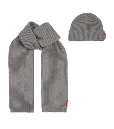 Shop Dsquared2 Cotton-wool Beanie And Scarf Set In Grey