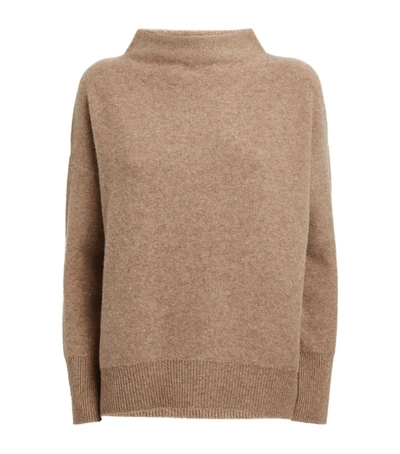 Shop Vince Cashmere Funnel-neck Sweater In Beige