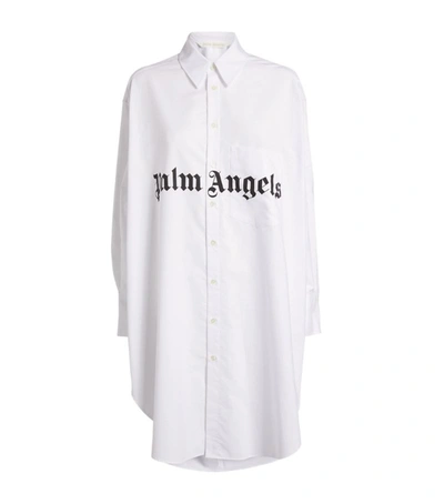 Shop Palm Angels Logo Shirt Dress In White