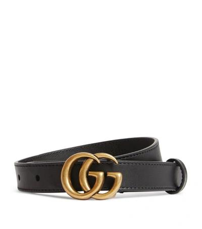 Shop Gucci Leather Marmont Belt In Black