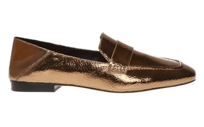 Shop Michael Kors Ladies Emory Leather Flats In Gold, Size 6 In Gold Tone,yellow