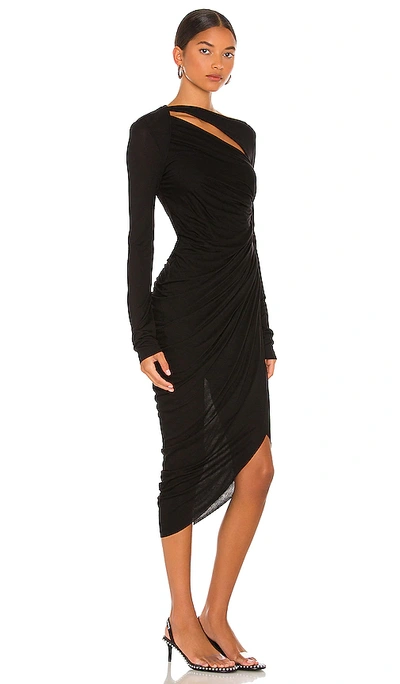 Shop Helmut Lang Scala Off The Shoulder Dress In Basalt Black