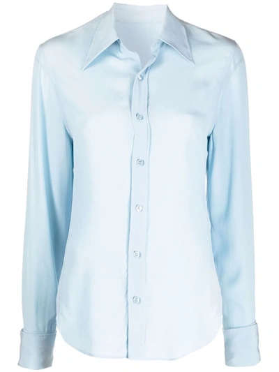 Shop Saint Laurent Long-sleeve Button-up Shirt In Blau