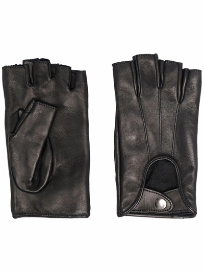 Shop Manokhi Fingerless Button Gloves In Schwarz