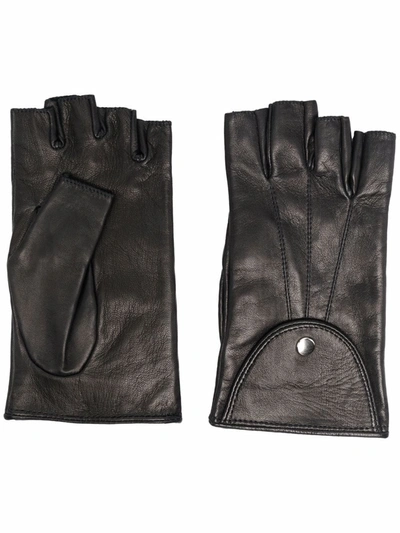 Shop Manokhi Fingerless Button Gloves In Schwarz