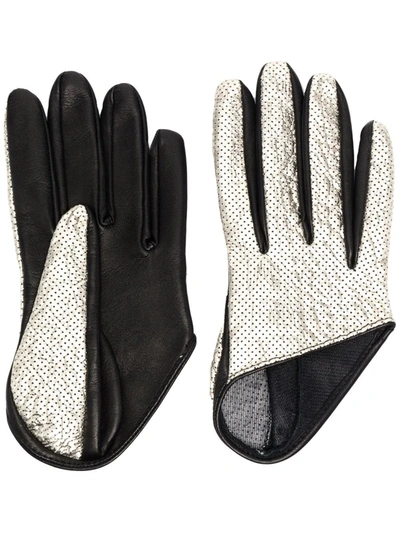 Shop Manokhi Panelled Metallic-effect Leather Gloves In Schwarz