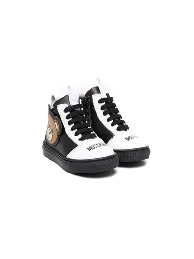 Shop Moschino Teddy Bear High-top Sneakers In 白色