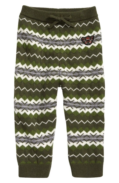 Shop Burberry Kids' Tomliegh Fair Isle Wool & Cashmere Joggers In Moss Green