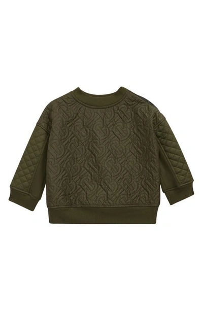 Shop Burberry Kids' Timothie Monogram Quilted Sweatshirt In Moss Green