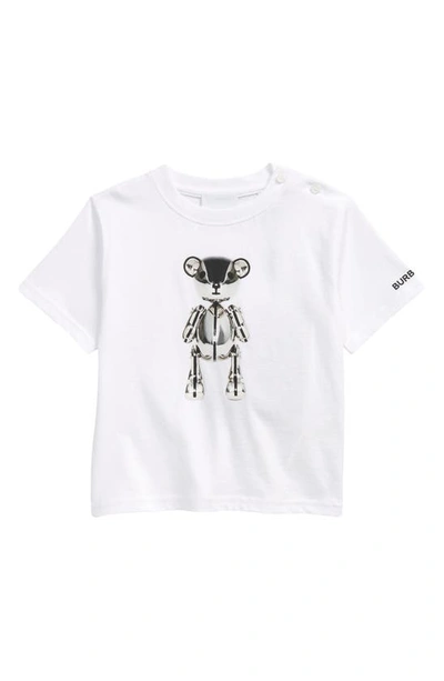 Shop Burberry Kids' Metal Teddy Graphic Cotton Tee In White