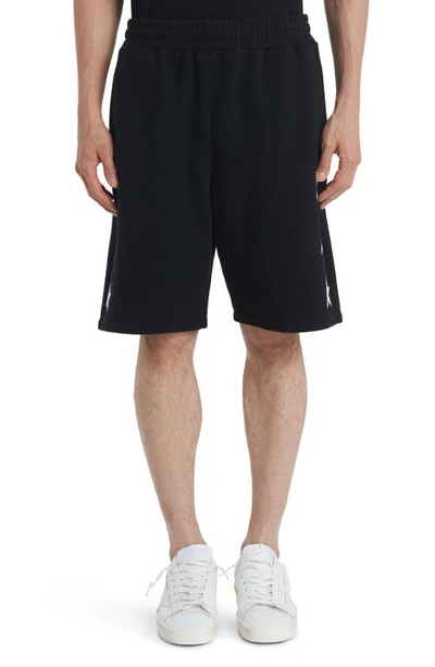 Shop Golden Goose Star Collection Logo Cotton Sweat Shorts In Black/ White