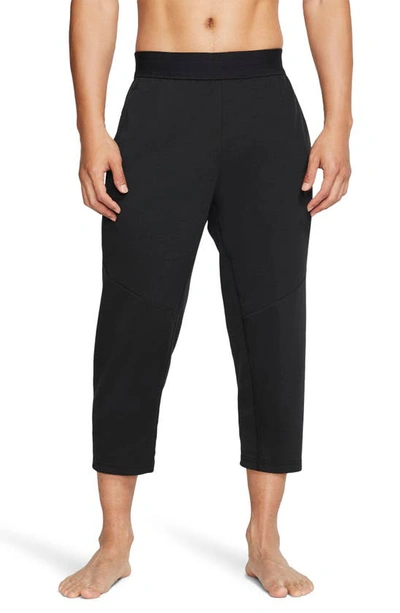 Shop Nike Dri-fit Three Quarter Yoga Pants In Black/ Black