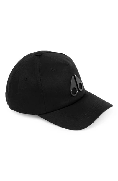 Shop Moose Knuckles Icon Cotton Twill Logo Cap In Black/ Black