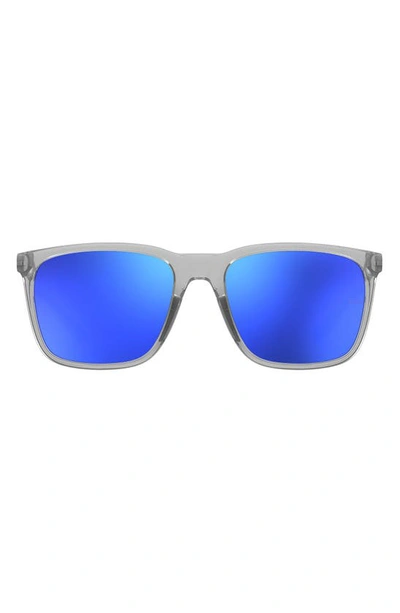 Shop Under Armour Uareliance 56mm Polarized Square Sunglasses In Crystal Grey / Blue