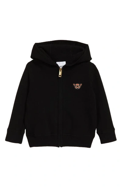 Shop Burberry Kids' Bear Appliqué Cashmere Hoodie In Black