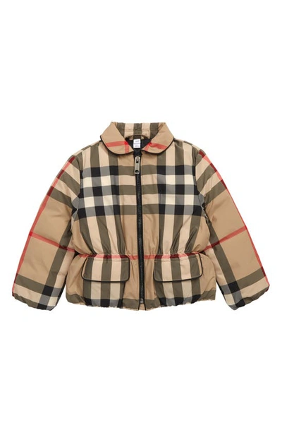 Shop Burberry Mollie Check Down Jacket In Archive Beige Ip Chk