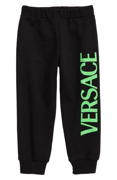 Shop Versace Kids' Logo Cotton Joggers In Black Green