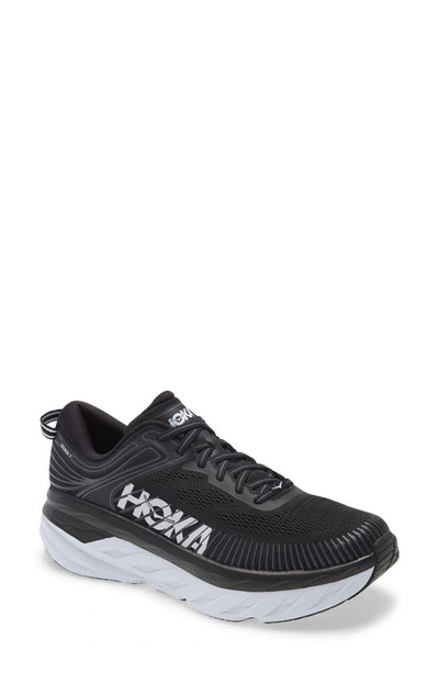 Shop Hoka One One Bondi 7 Running Shoe In Black/white