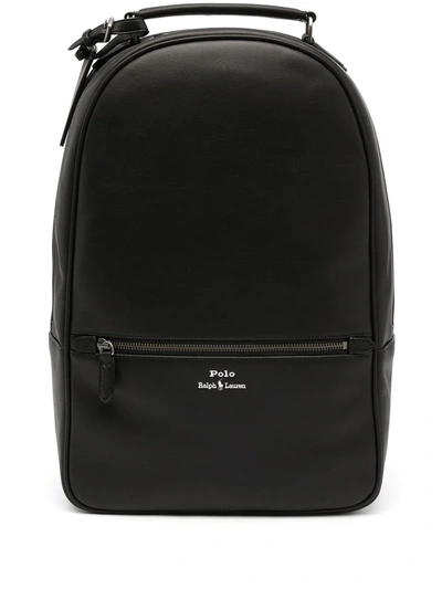 Shop Polo Ralph Lauren Smooth Leather Backpack In Schwarz