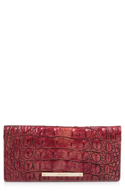 Shop Brahmin 'ady' Croc Embossed Continental Wallet In Chili