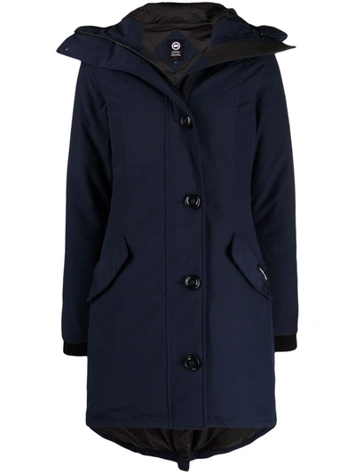 Shop Canada Goose Rossclair Hooded Parka Coat In Blau