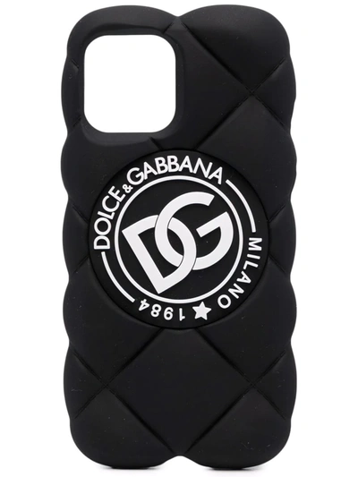 Shop Dolce & Gabbana Dg-logo Quilted Iphone 12 Pro Max Cover In Schwarz