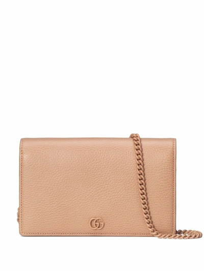 Shop Gucci Gg Marmont Chain Wallet In Nude