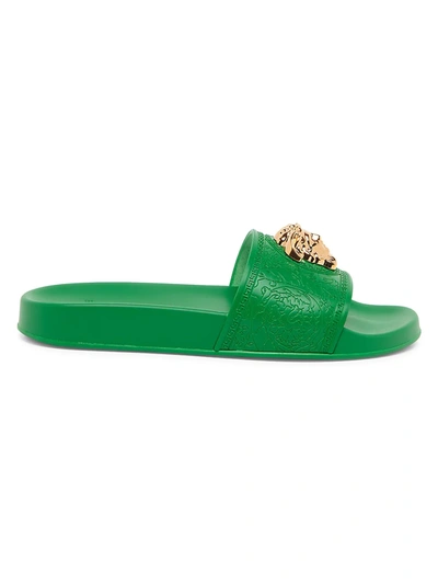 Shop Versace Palazzo Pool Slides In Bright Green