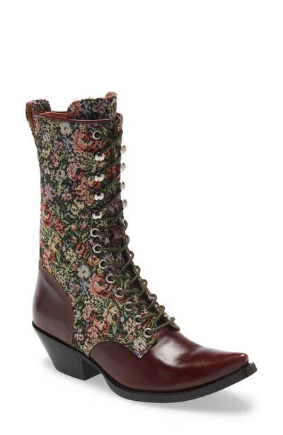 Jeffrey Campbell Gitty-up Western Boot In Brown Multi Floral Tapestry |  ModeSens