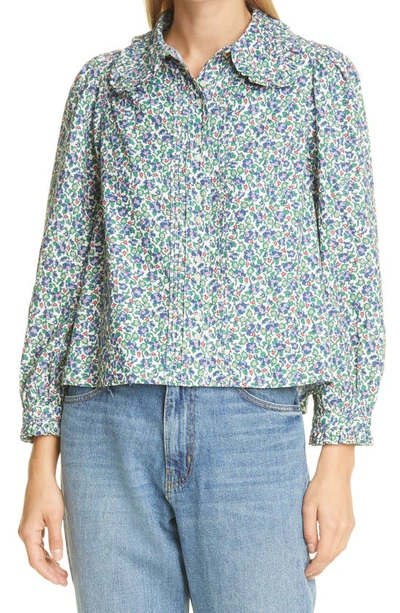 Shop The Great The Pintuck Hemmingway Long Sleeve Top In Cream Field Floral