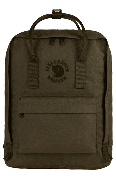 Shop Fjall Raven Re-kånken Water Resistant Backpack In Dark Olive