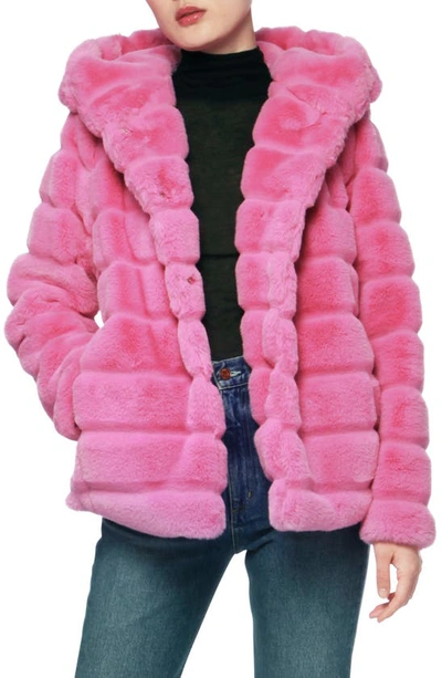 Shop Apparis Goldie 4 Faux Fur Hooded Jacket In Sugar Pink