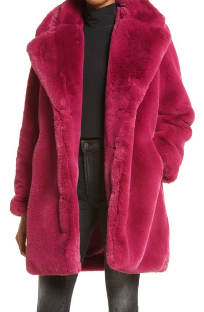 Shop Apparis Stella Recycled Faux Fur Coat In Raspberry