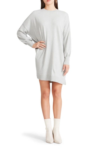 Shop Bb Dakota By Steve Madden Olivia Long Sleeve Sweater Minidress In Heather Grey