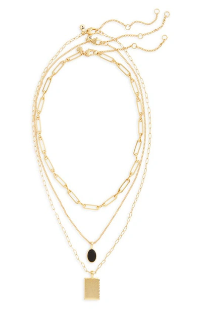 Shop Madewell Nightstone Set Of 3 Necklaces In Onyx Multi