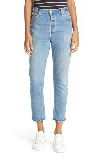 Shop Re/done Reconstructed High Waist Ankle Crop Jeans In No Destruction