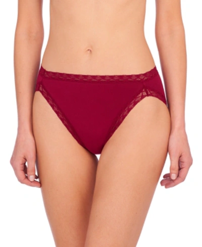 Shop Natori Bliss Lace-trim Cotton French-cut Brief Underwear 152058 In Currant