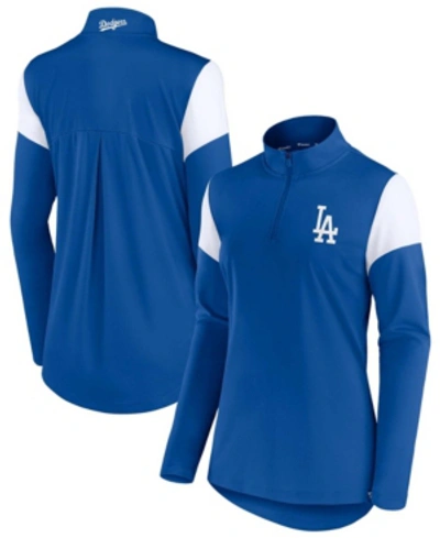 Shop Fanatics Women's Royal, White Los Angeles Dodgers Authentic Fleece Quarter-zip Jacket