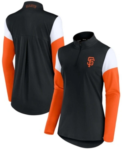 Shop Fanatics Women's Black, Orange San Francisco Giants Authentic Fleece Quarter-zip Jacket