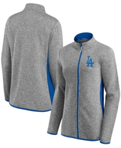 Shop Fanatics Women's Heather Charcoal Los Angeles Dodgers Primary Logo Fleece Full-zip Jacket