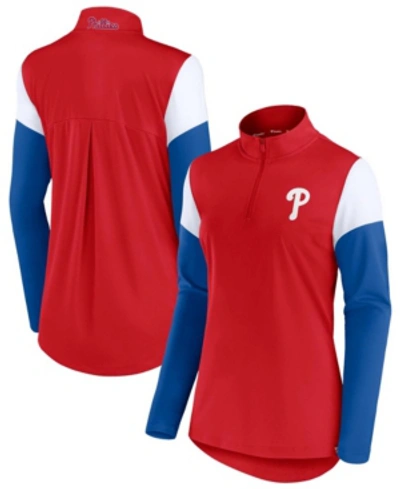 Shop Fanatics Women's Red, Royal Philadelphia Phillies Authentic Fleece Quarter-zip Jacket